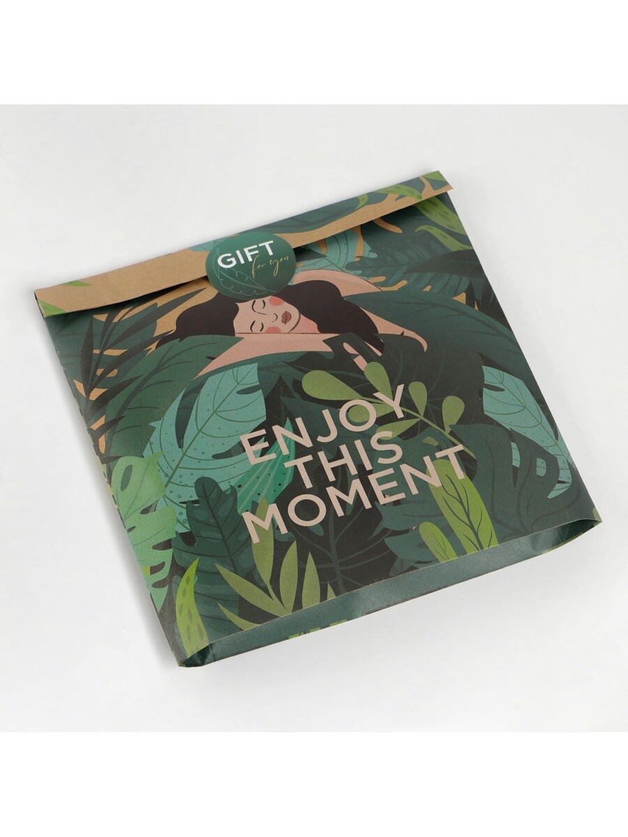 

Пакет упаковочный с наклейками enjoy this moment, 20 х 30 х 5 см, Бежевый;зеленый