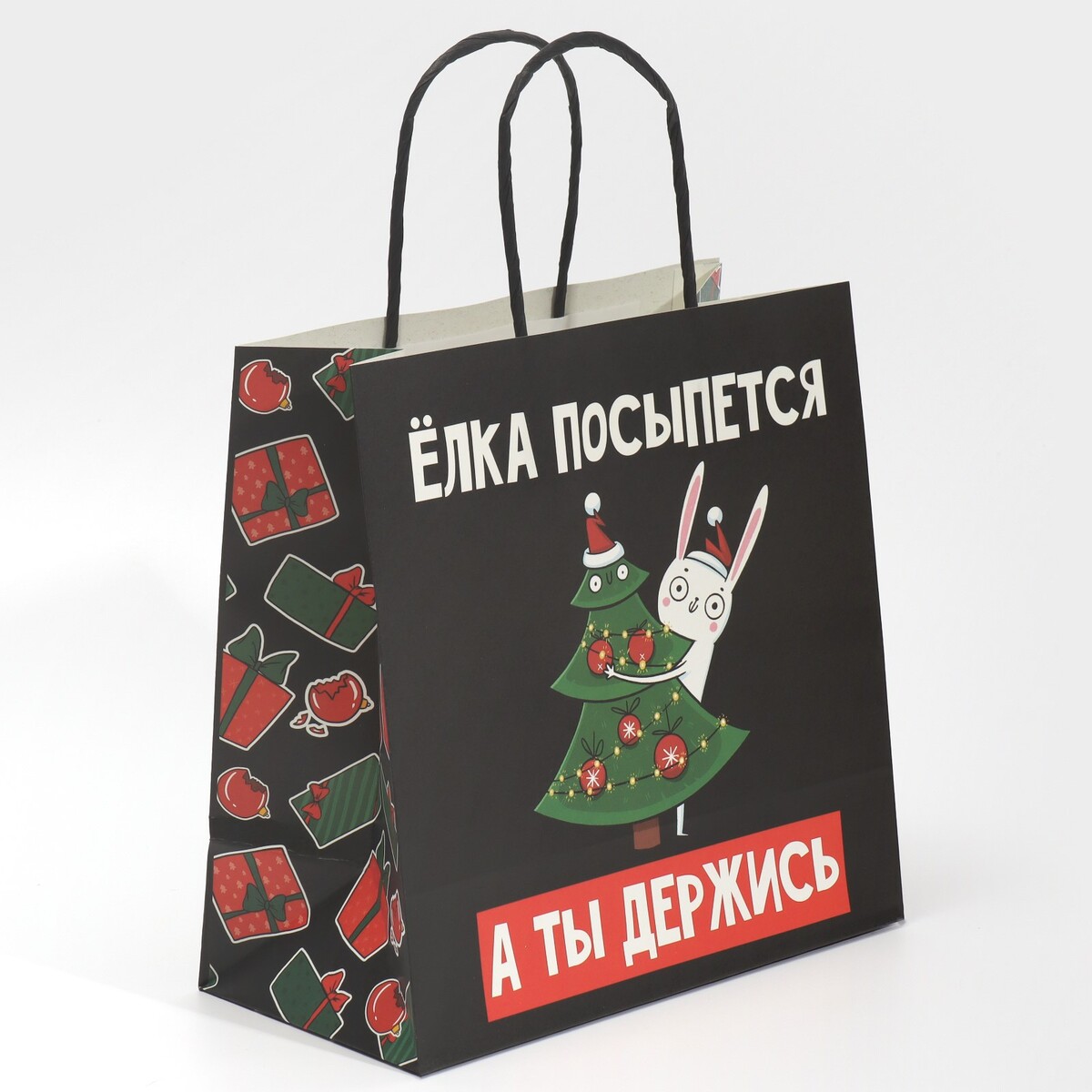 

Пакет подарочный новогодний, Черный;красный;зеленый