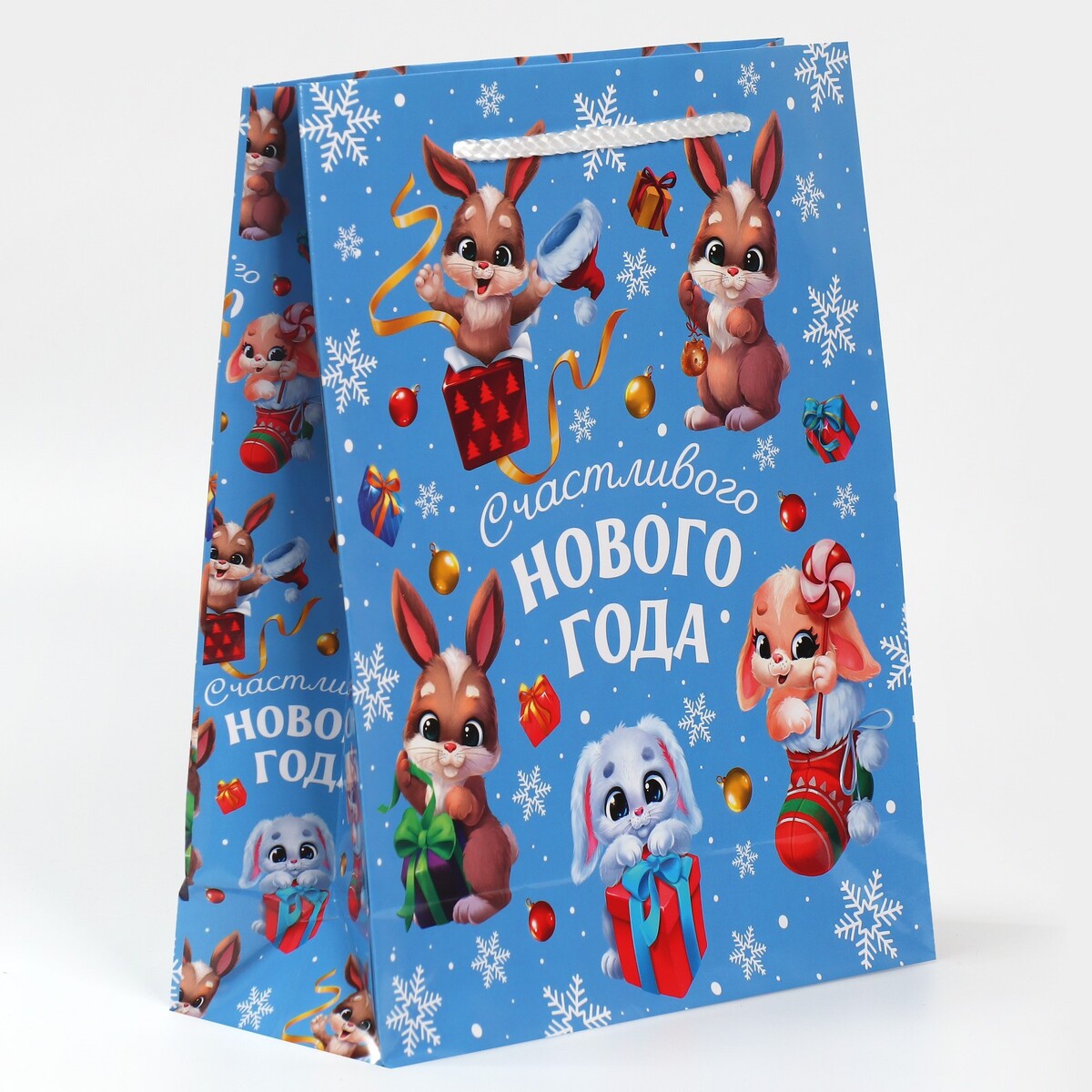 

Пакет подарочный новогодний ламинированный, Голубой