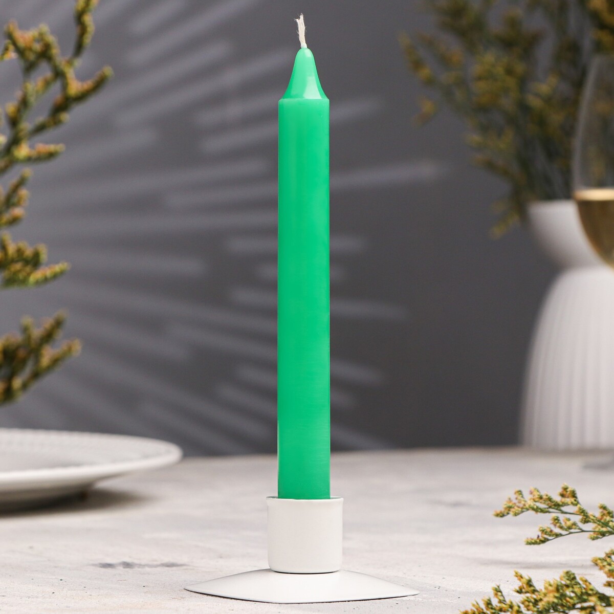 Свеча столовая ароматическая свеча уличная антимоскитная ароматическая 10х4 5 см 120 г 6 ч хвоя зеленый