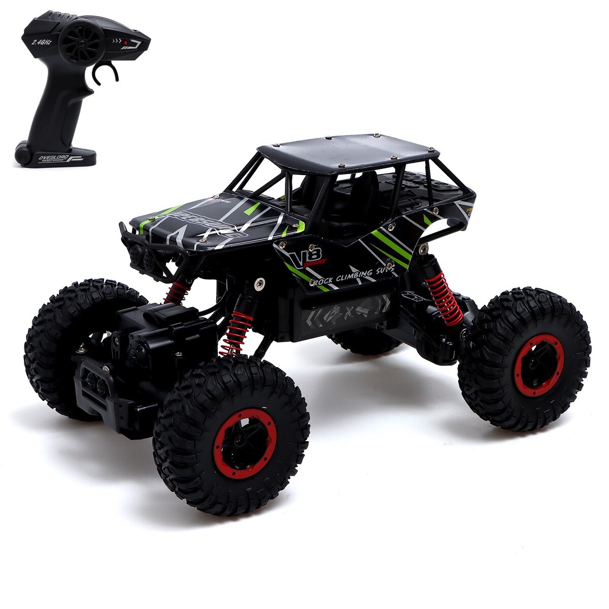 

Джип радиоуправляемый monster, 1:16, 4wd, работает от аккумулятора, цвет зелёный, Зеленый