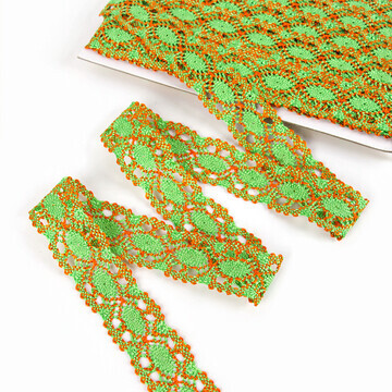 Тесьма плетеная оранжево-зеленая в рулон