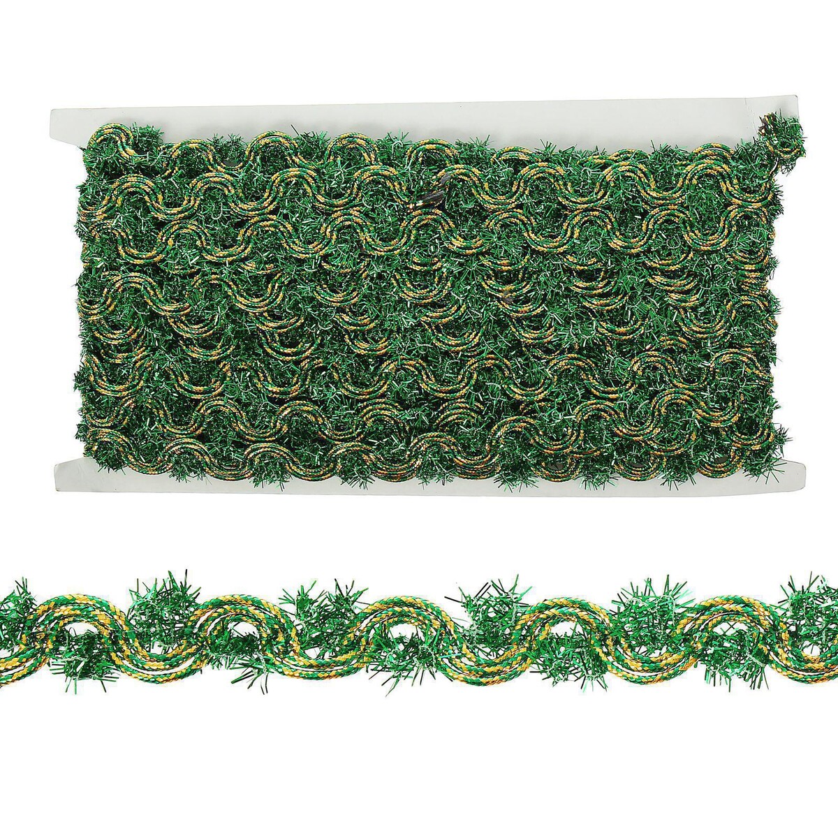 Тесьма зеленая, 1,5 см, в рулоне 10 м панель пвх самоклеящаяся в рулоне бледно зеленая 2 8м 50см толщ2мм