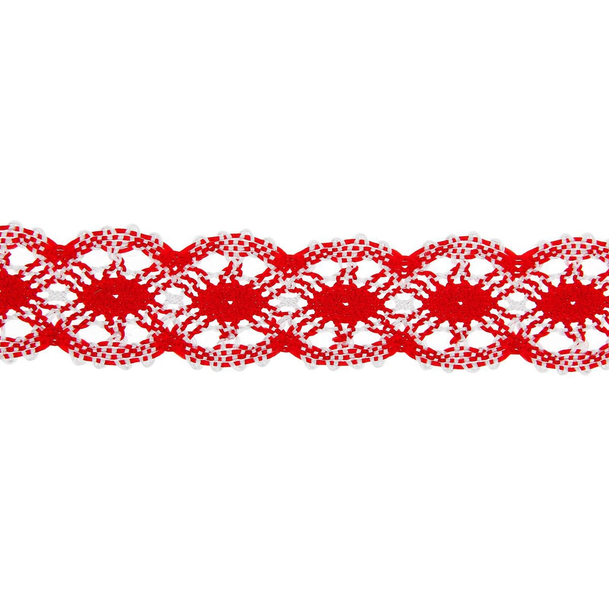 Тесьма плетеная, в рулоне 20 м., красно-белая