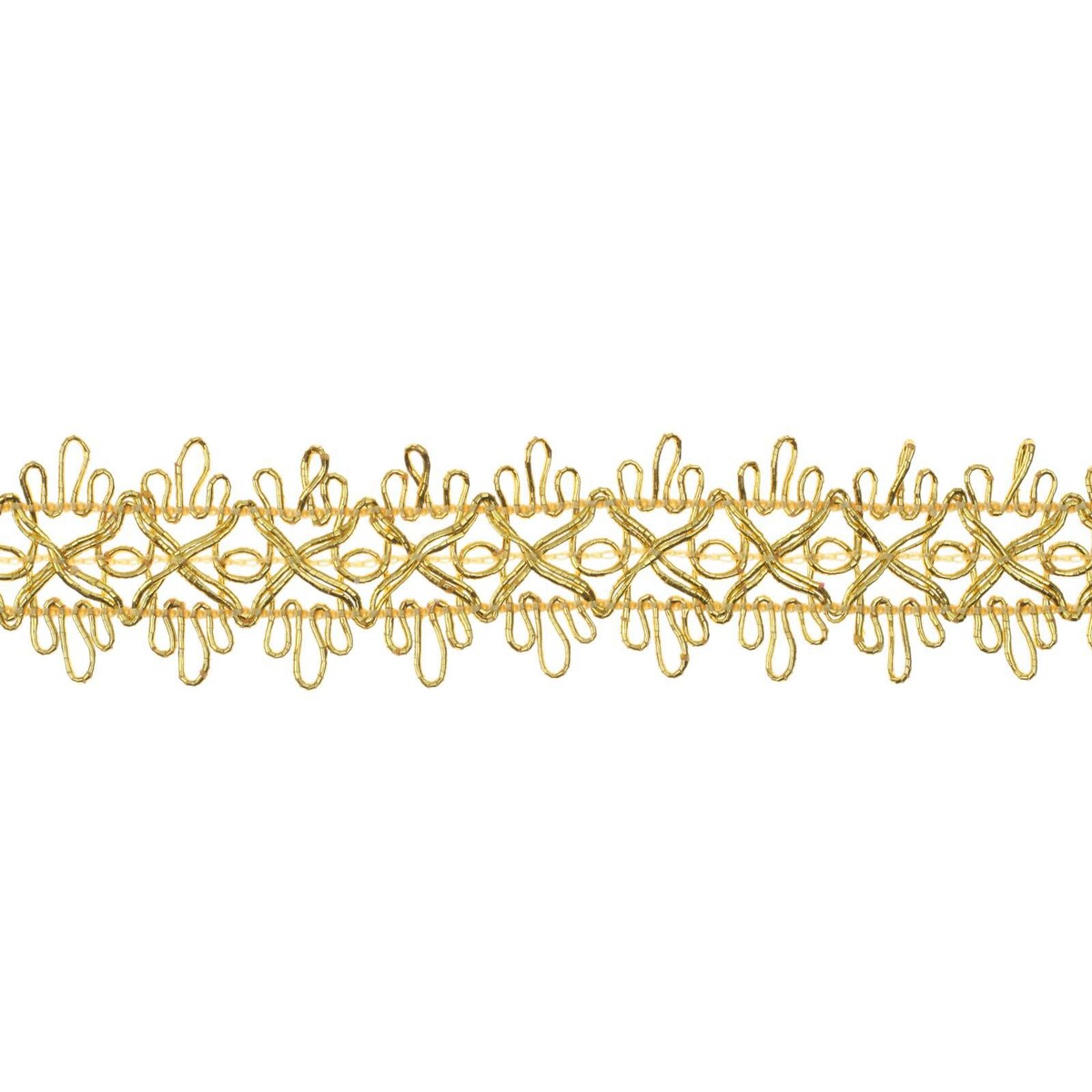 Тесьма цвет золото, ширина 2,6 см, в упаковке 25 метров тесьма белая атлас с кружевом 6 см в упаковке 10 метров