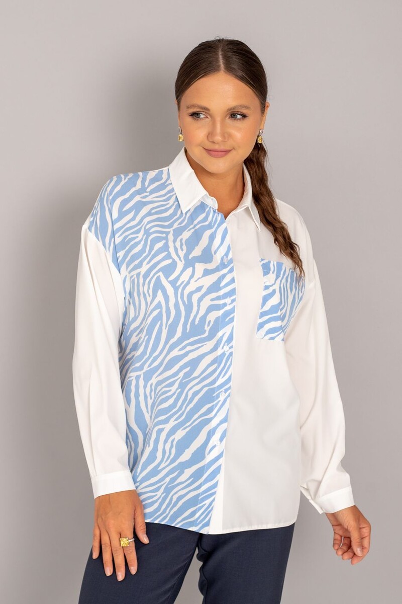 

Блузка, Белый;голубой;бело-голубой