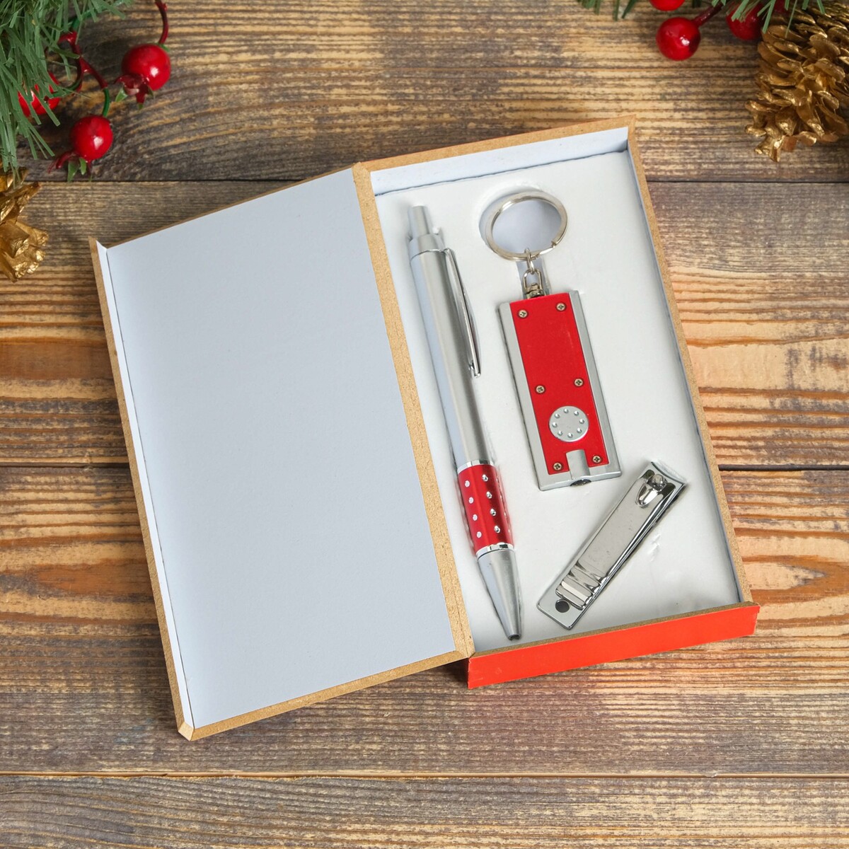 Набор подарочный 3в1 (ручка, кусачки, фонарик красный) набор подарочный 2в1 ручка кусачки