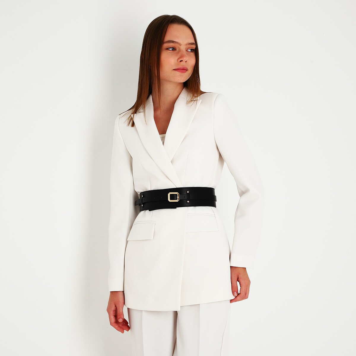 фото Ремень женский, ширина 6 см, пряжка металл, цвет черный no brand