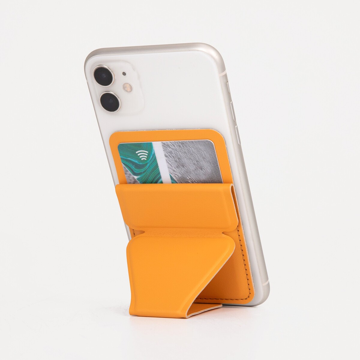 Картхолдер на телефон, искусственная кожа, цвет желтый картхолдер на телефон кожа magsafe оранжевый
