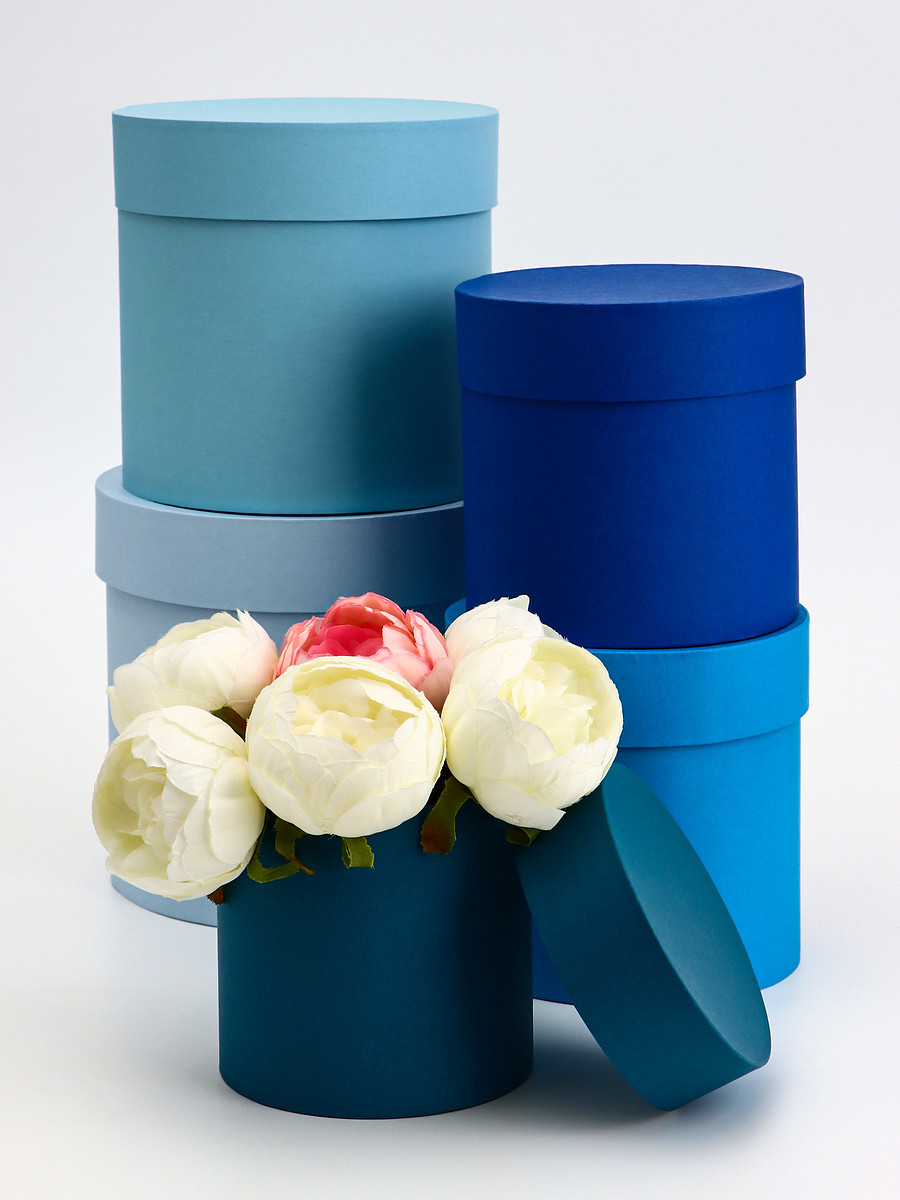 

Набор круглых коробок 5 в 1,, Синий;зеленый;голубой