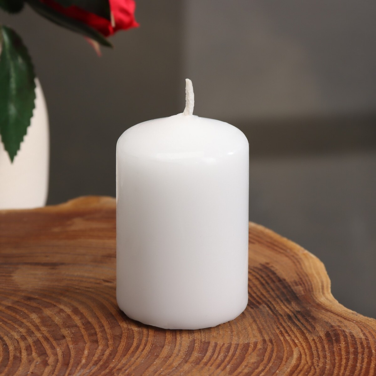 Свеча - цилиндр, 4х6 см, 9 ч, белая свеча античная 2 2х 25 см лакированная белая
