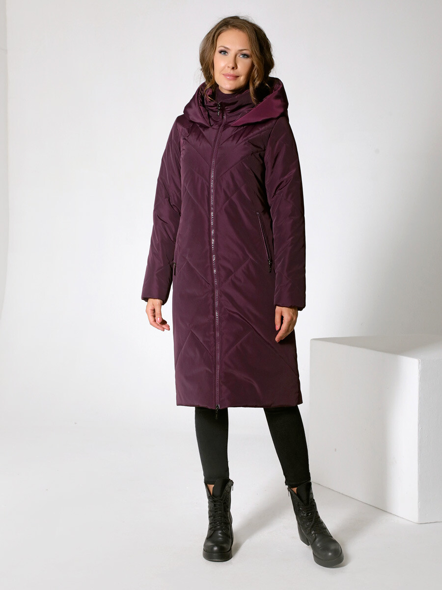 Пальто DizzyWay, размер 42, цвет ежевичный 01239946 однобортное - фото 4