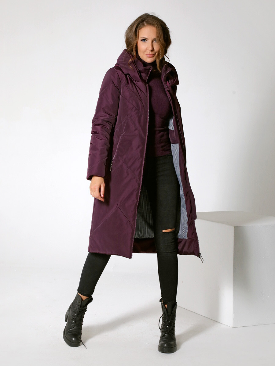 Пальто DizzyWay, размер 42, цвет ежевичный 01239946 однобортное - фото 5