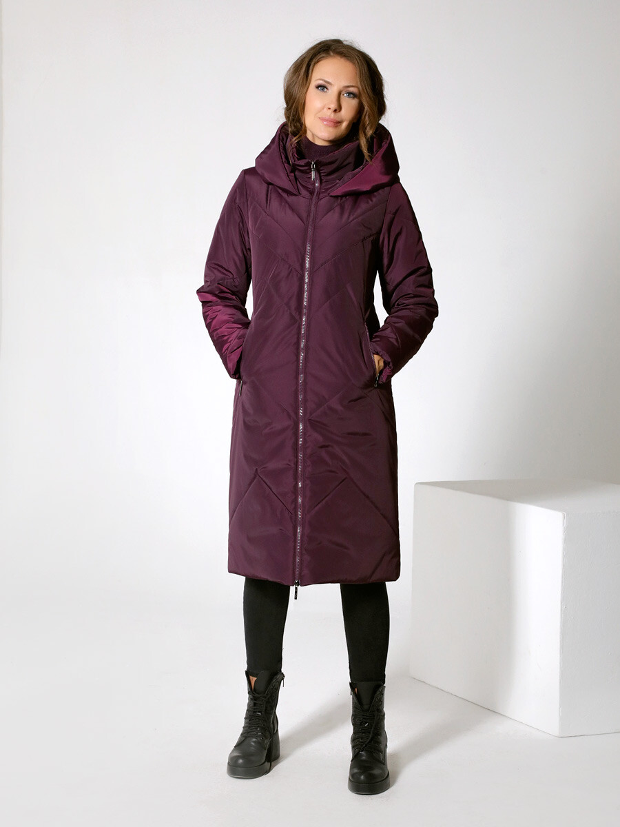 Пальто DizzyWay, размер 42, цвет ежевичный 01239946 однобортное - фото 1