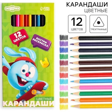 Карандаши цветные 12 цветов, заточенные,