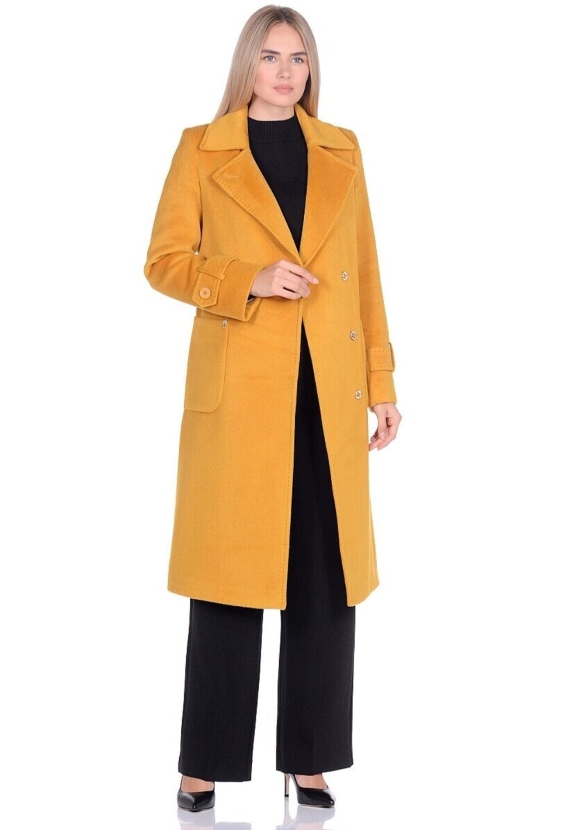 Пальто Veale, размер 40, цвет желтый 01241042 однобортное - фото 1