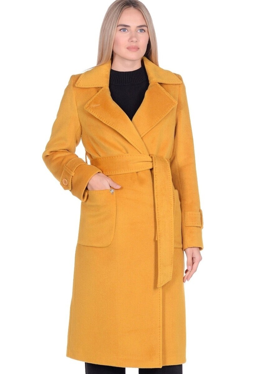 Пальто Veale, размер 40, цвет желтый 01241042 однобортное - фото 2