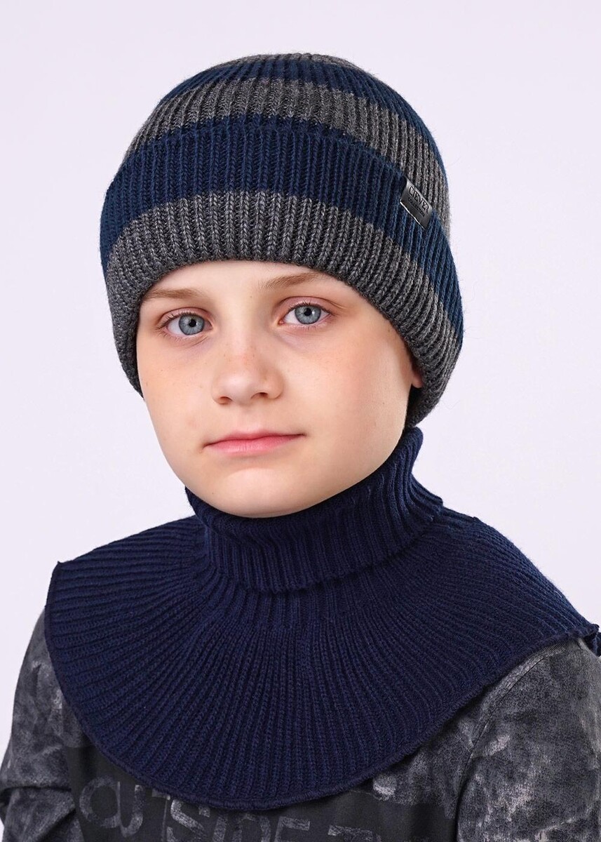 

Шапка, Синий;меланж т.серый\т.синий