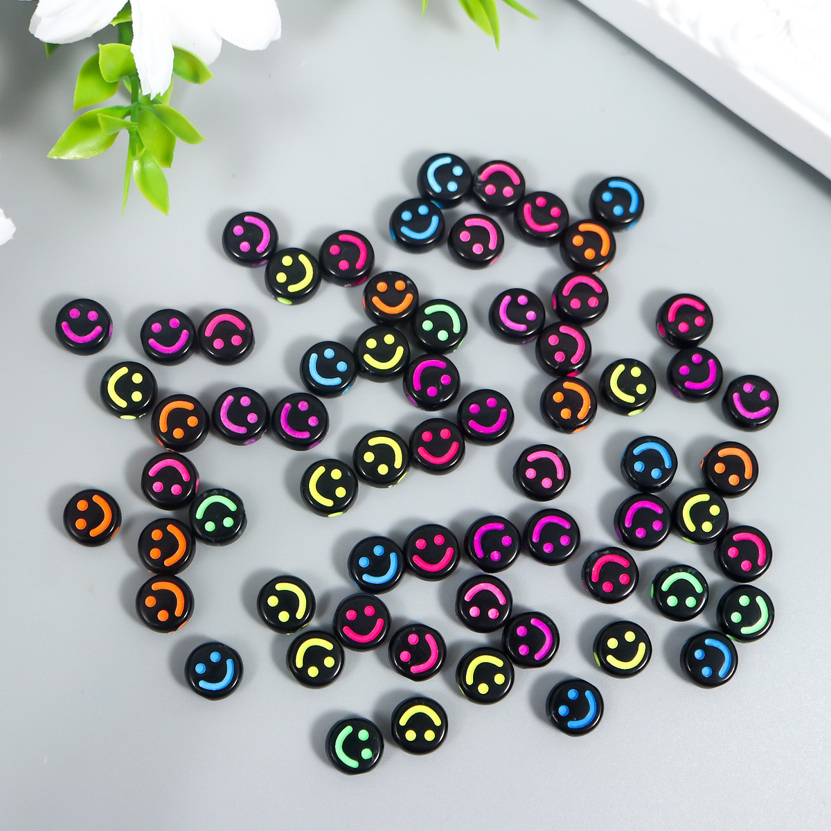 

Бусины для творчества пластик, Микс;черный