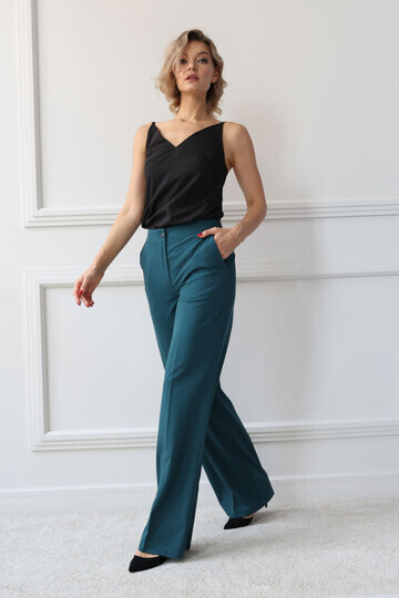 Бирюзовые женские брюки делового стиля купить недорого в интернет-магазинеGroupPrice