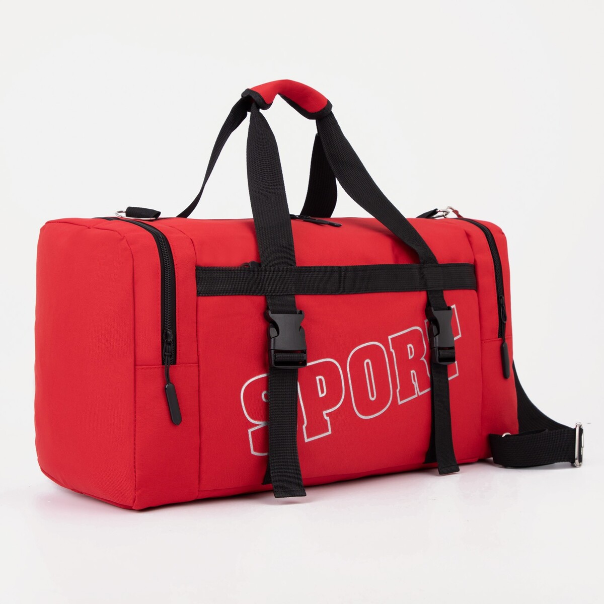 Сумка спортивная на молнии, 2 наружных кармана, цвет красный сумка спортивная на молнии 2 наружных кармана сиреневый