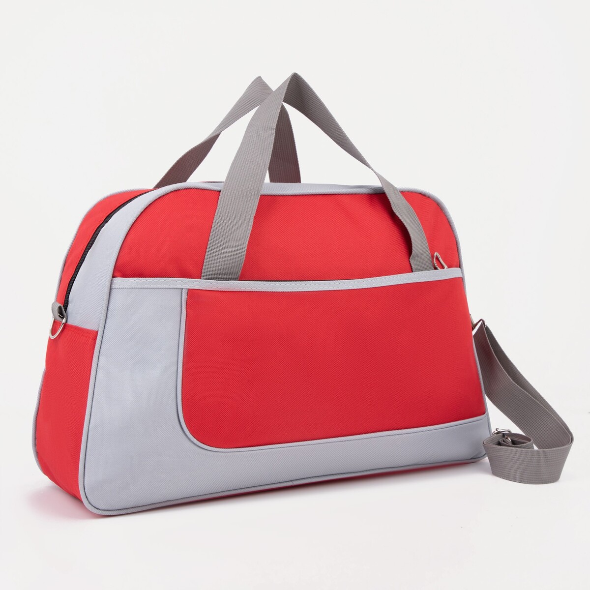 Сумка спортивная на молнии, наружный карман, цвет серый/красный сумка кросс боди на молнии наружный карман красный