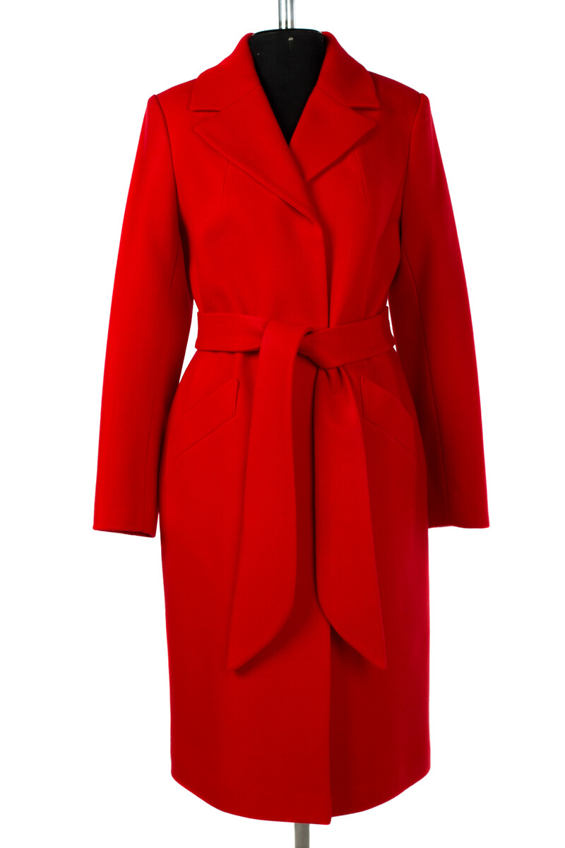 Пальто женское демисезонное (пояс) EL PODIO, размер 46, цвет красный 01250555 однобортное - фото 2