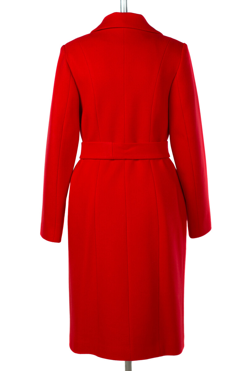 Пальто женское демисезонное (пояс) EL PODIO, размер 46, цвет красный 01250555 однобортное - фото 5