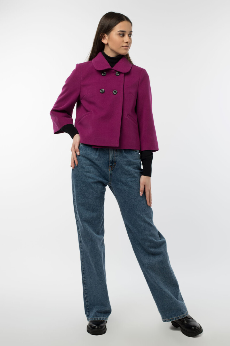 Пальто женское демисезонное EL PODIO, размер 42, цвет фиолетовый 01250781 двубортные - фото 1