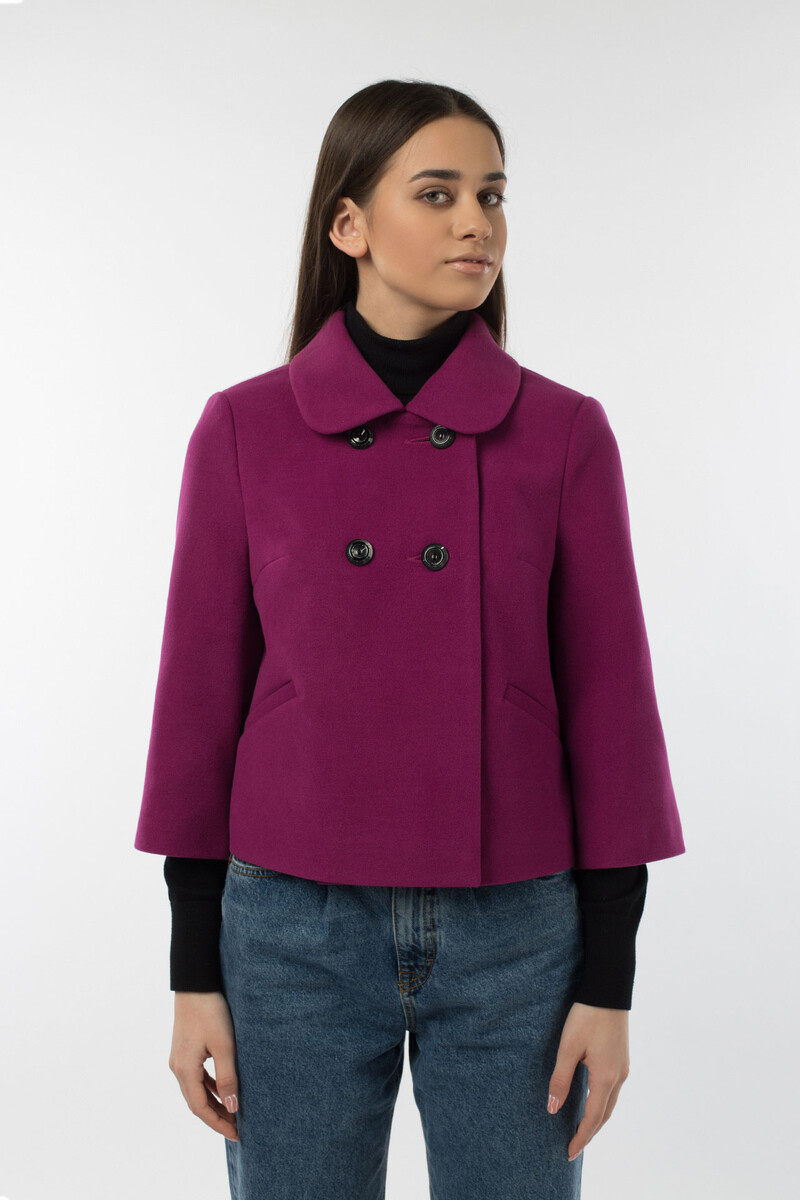 Пальто женское демисезонное EL PODIO, размер 42, цвет фиолетовый 01250781 двубортные - фото 2