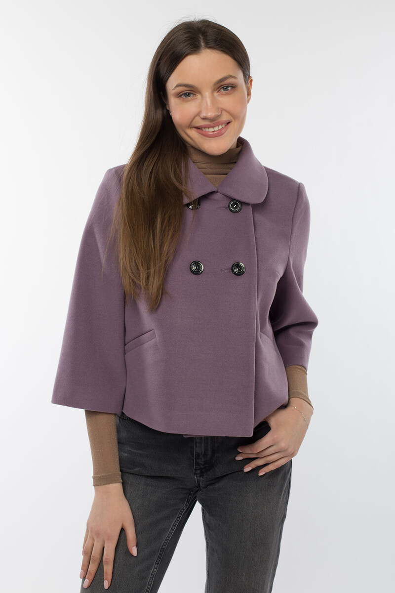 Пальто женское демисезонное EL PODIO, размер 44, цвет фиолетовый 01250782 двубортные - фото 3