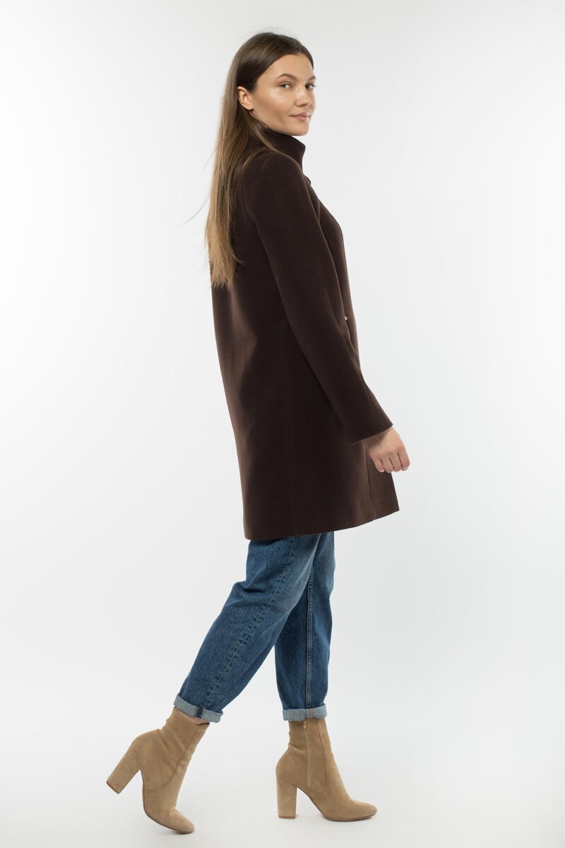 Пальто женское демисезонное EL PODIO, размер 42, цвет коричневый 01250802 однобортное - фото 3