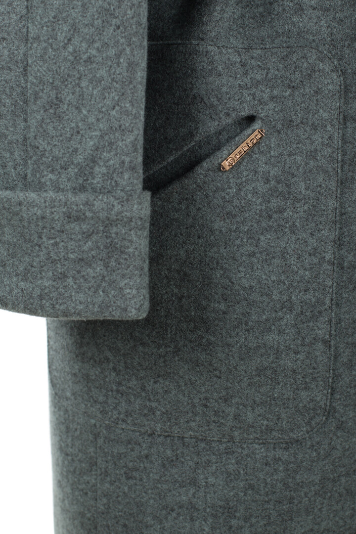 Пальто женское демисезонное (пояс) EL PODIO, размер 46, цвет хаки 01250814 однобортное - фото 8