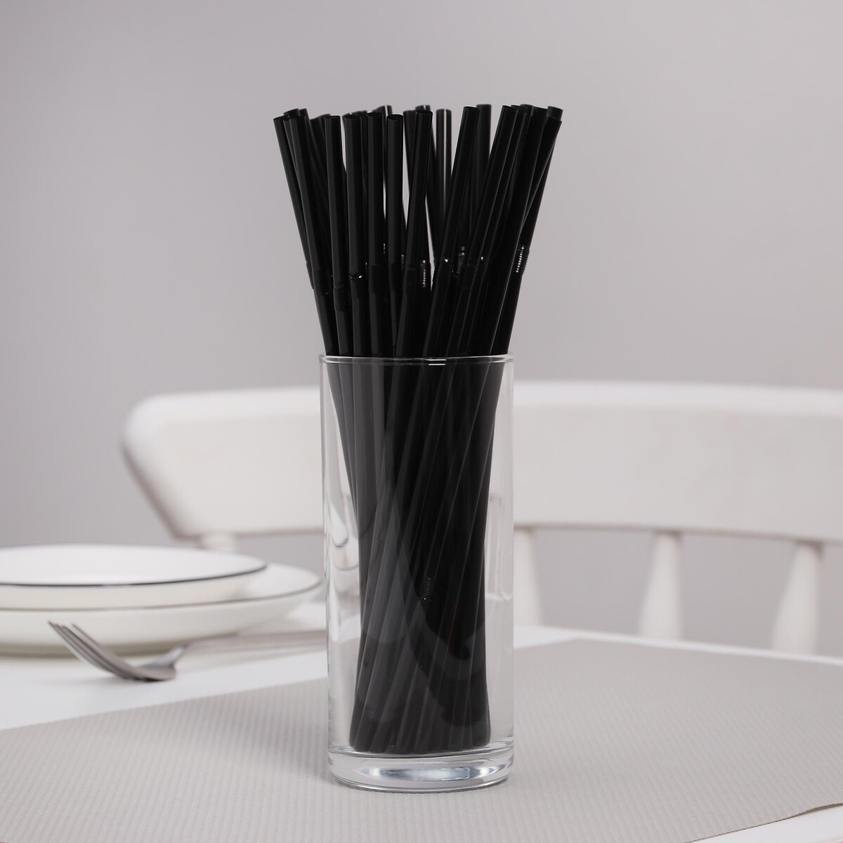 Трубочки одноразовые для напитков доляна, 21 см, d=5 мм, 250 шт, с гофрой, цвет черный