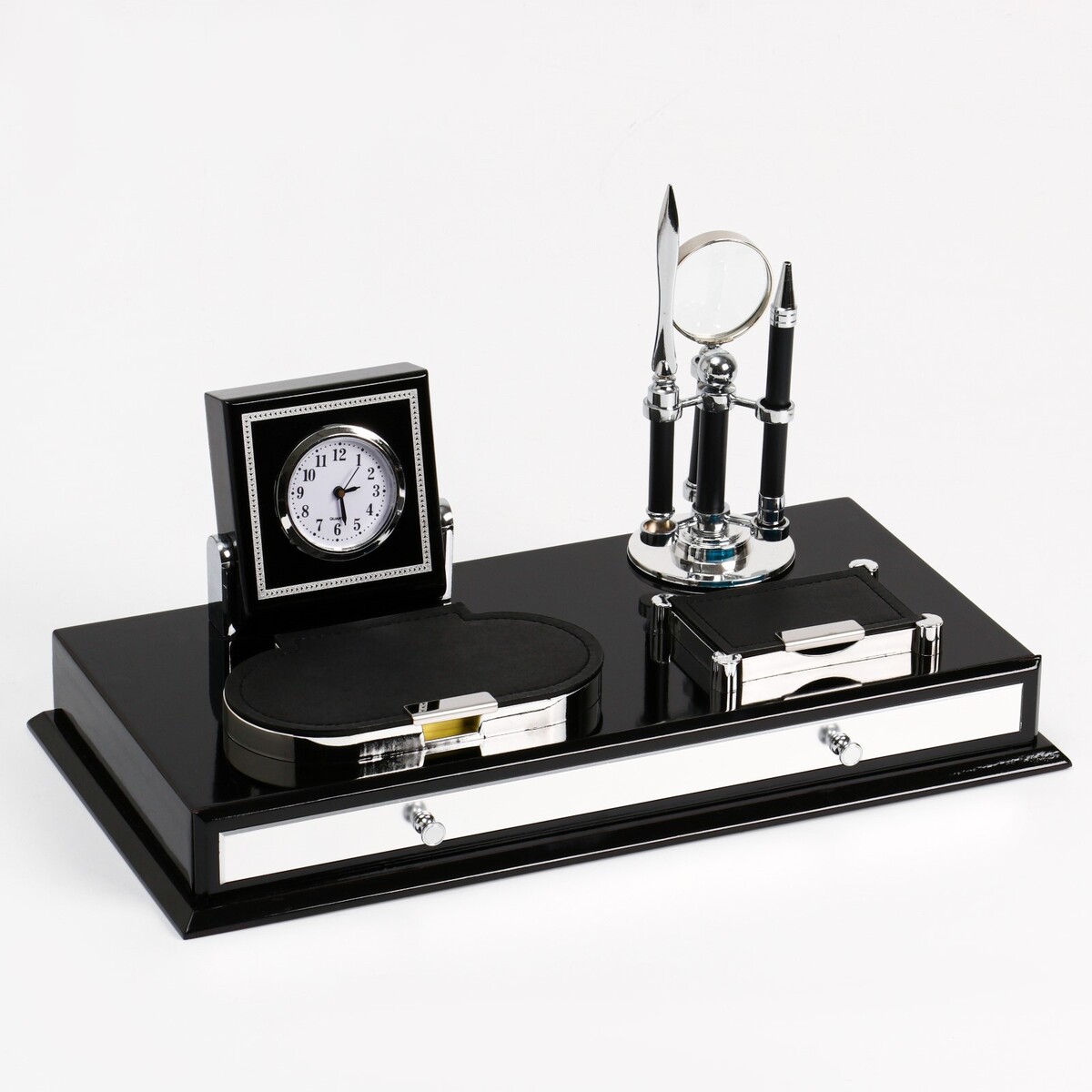 Набор настольный 7в1 (часы мод д-001, блок д/бумаг, ручка, лупа, нож канц, подст) с ящиком лупа налобная 1 2 3 5х бинокулярная с подсветкой