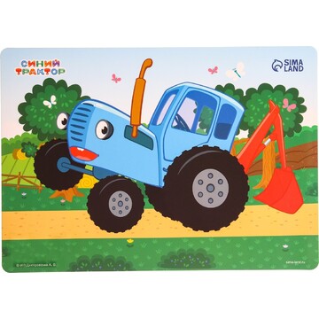 Коврик для лепки синий трактор , формат 