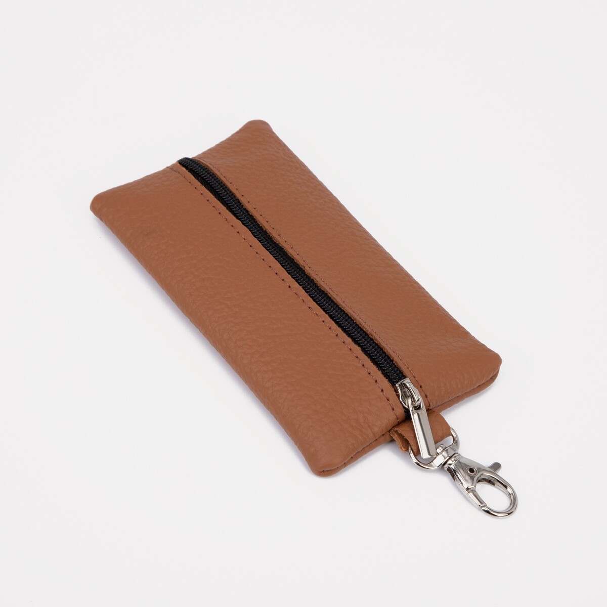 

Ключница на молнии, длина 13 см, кольцо, карабин, цвет рыжий, Коричневый