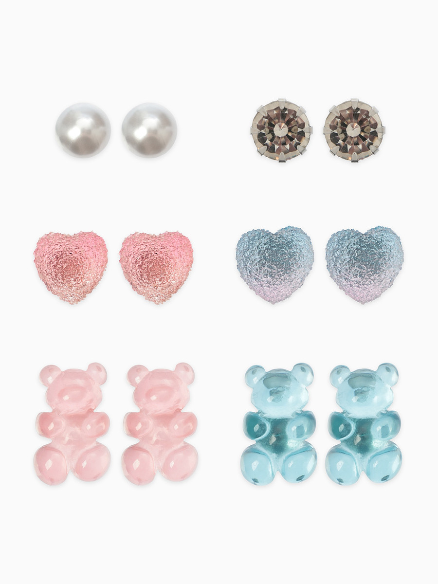 

Серьги пусеты qf, Голубой;розовый;белый