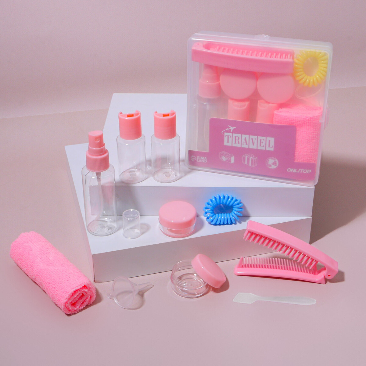 Набор для хранения, в футляре, 9 предметов, цвет прозрачный/розовый комплект в кроватку toys sateen collection 6 предметов розовый
