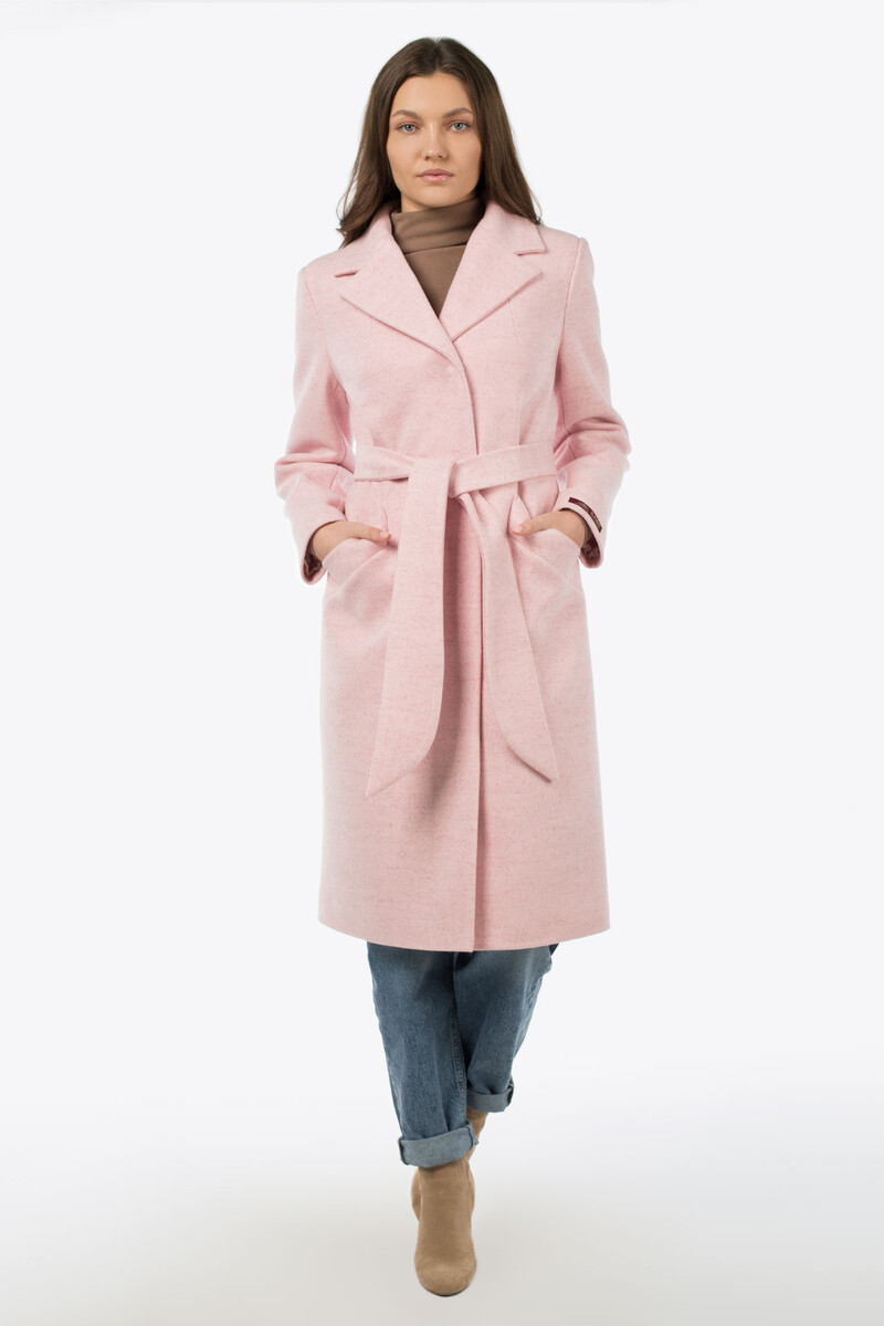 Пальто женское утепленное (пояс) EL PODIO, размер 46, цвет розовый 01295393 однобортное - фото 1