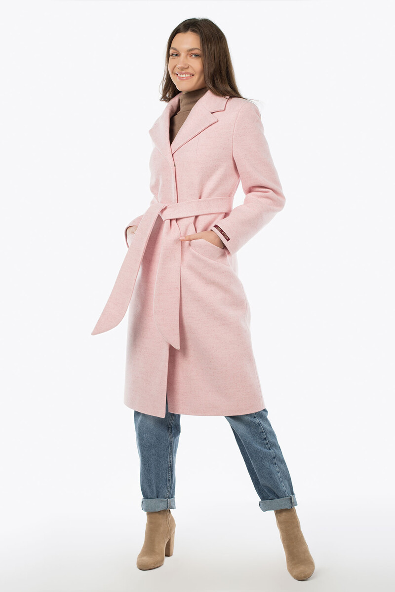 Пальто женское утепленное (пояс) EL PODIO, размер 46, цвет розовый 01295393 однобортное - фото 4