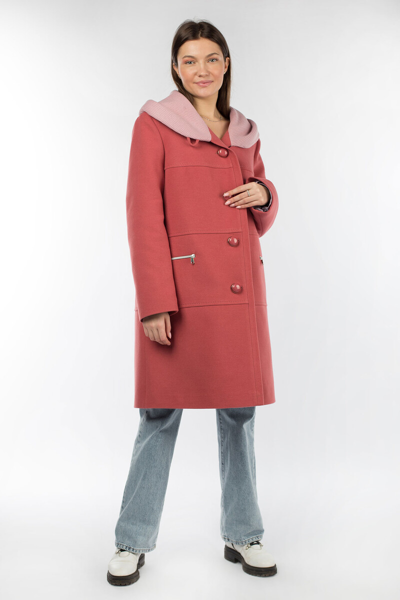 

Пальто женское утепленное, Розовый;сухая малина