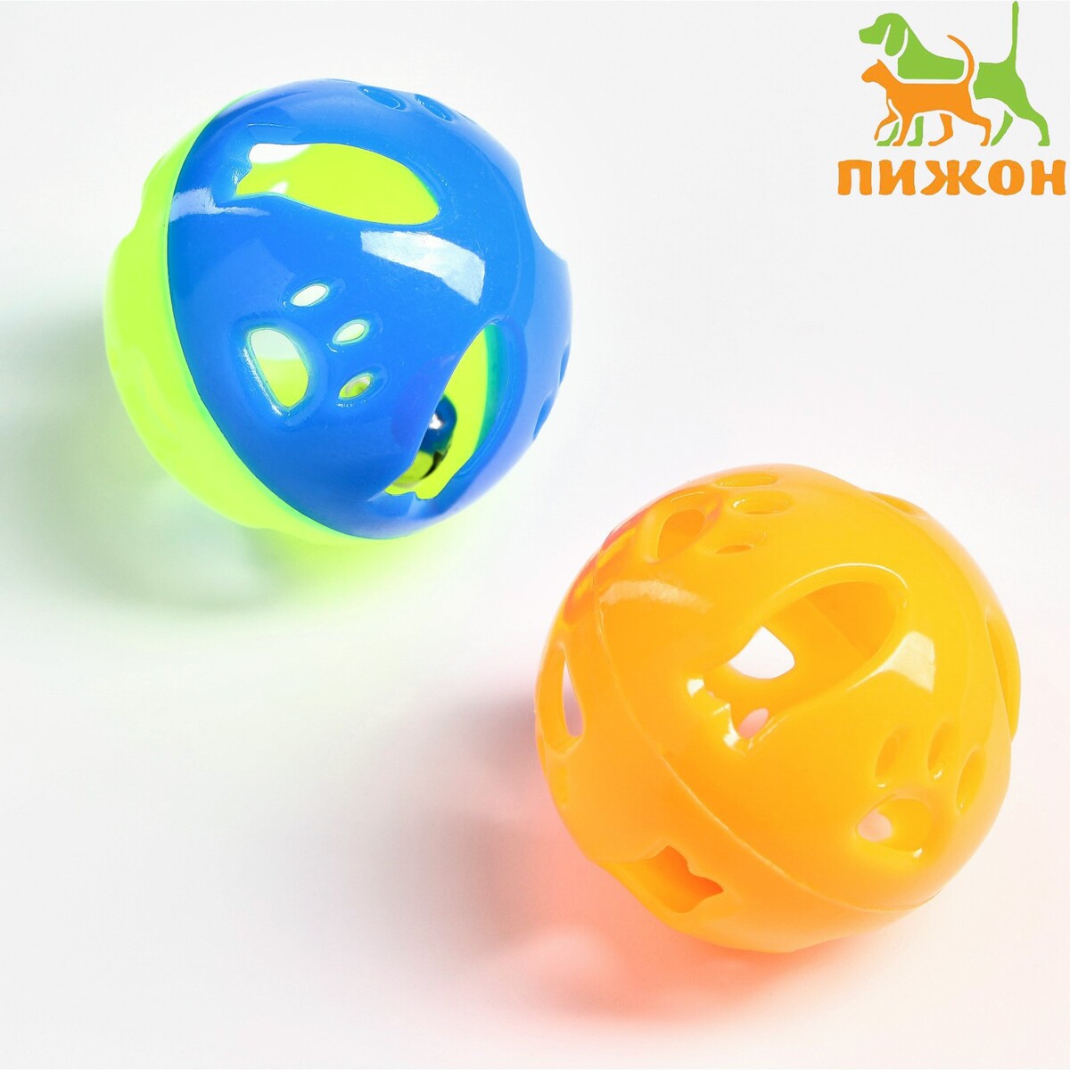 Набор из 2 шариков-погремушек набор из 2 плетеных шариков из лозы с бубенчиком 3 см желтый зеленый