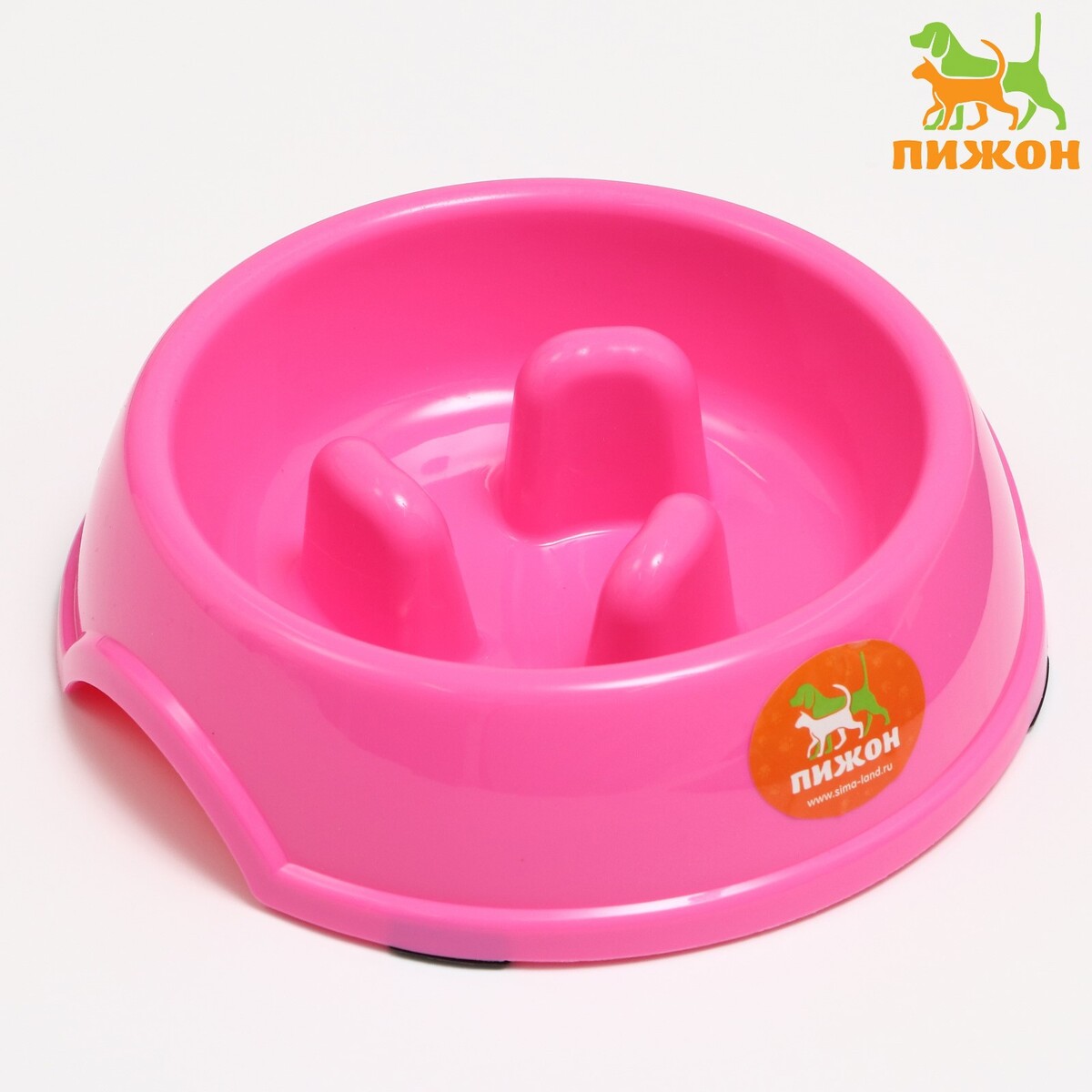 Миска пластиковая медленное кормление18 х 18,5 х 5,5 см, розовая миска для медленного кормления