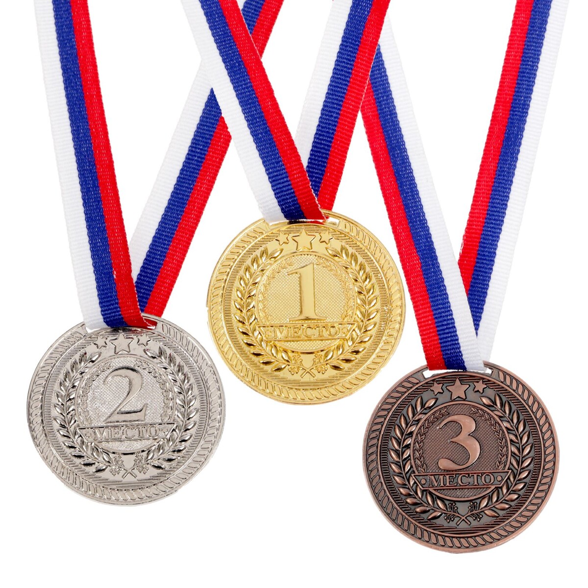 Медаль призовая 063 диам 5 см. 1 место. цвет зол. с лентой медаль под нанесение 3 место бронза d 5 см