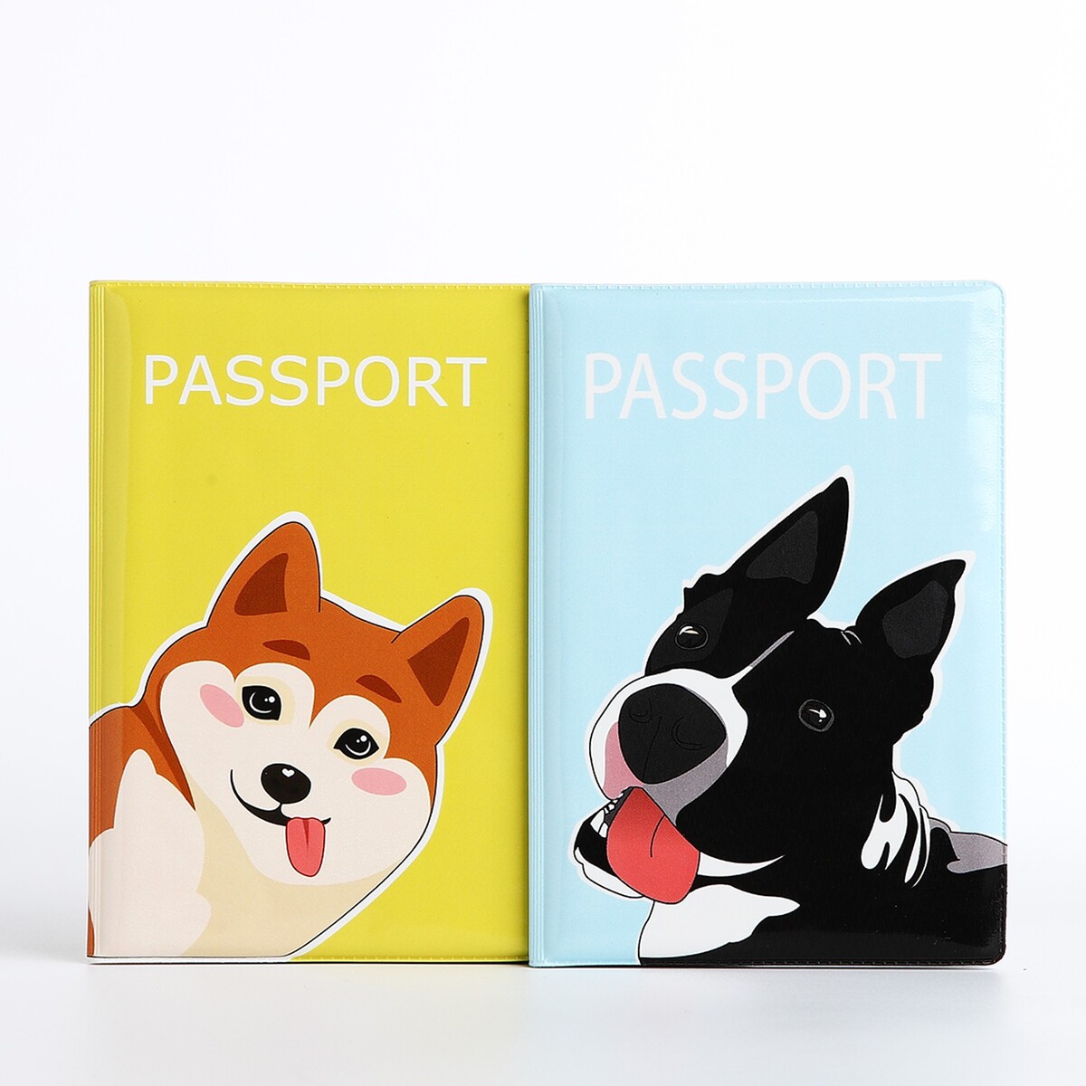 Подарочный набор: 2 обложки для паспорта, цвет желтый/голубой No brand