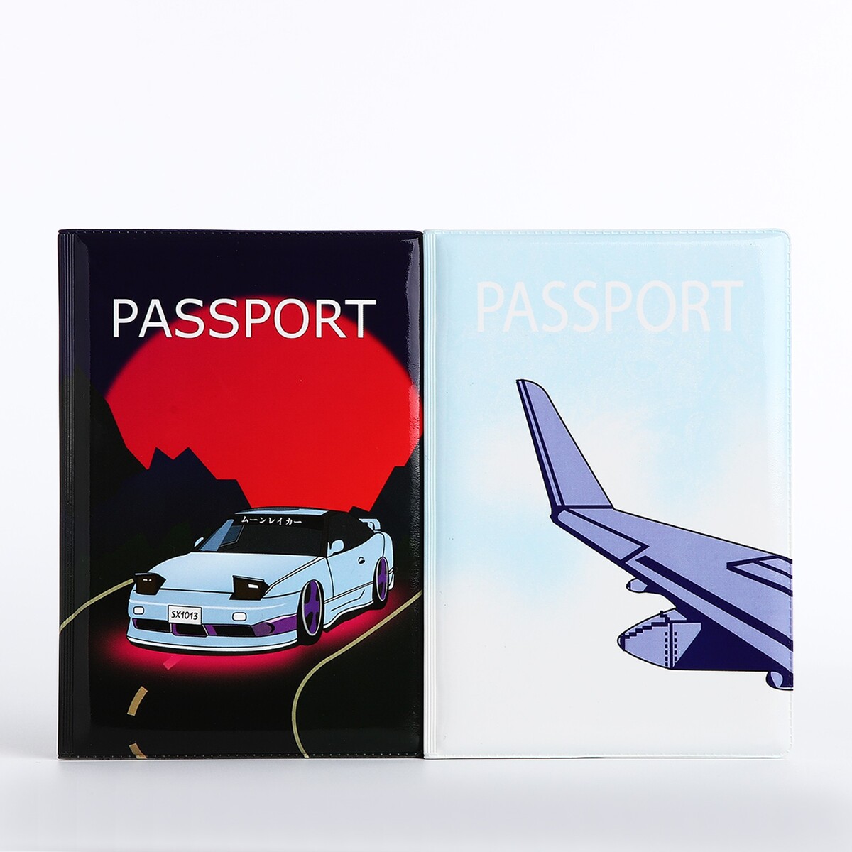Подарочный набор: 2 обложки для паспорта, цвет голубой/синий No brand