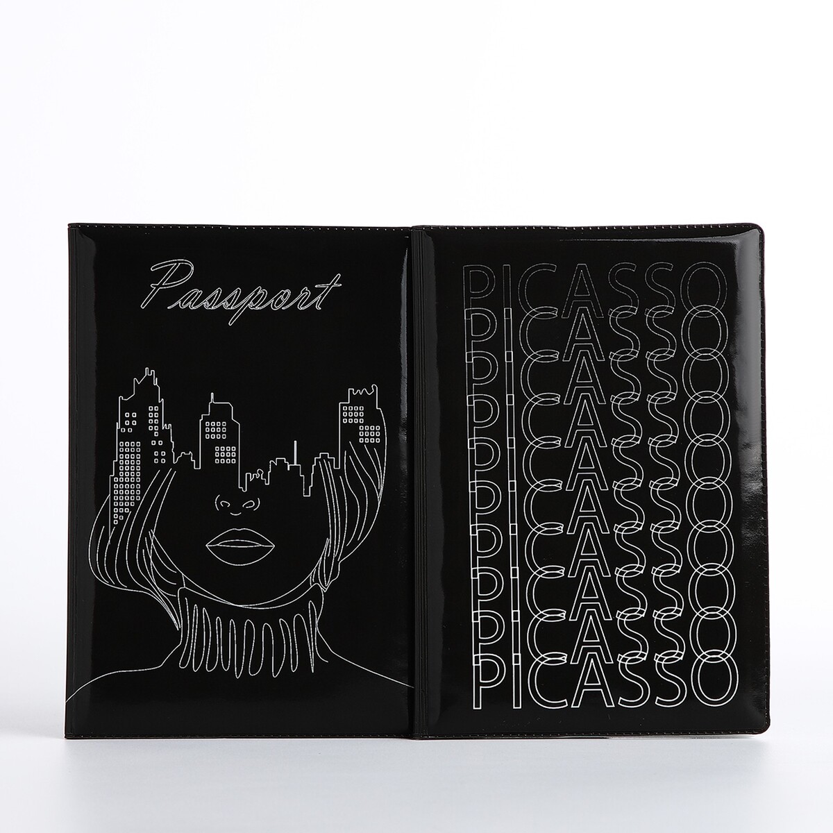 Подарочный набор: 2 обложки для паспорта, цвет черный/серый No brand