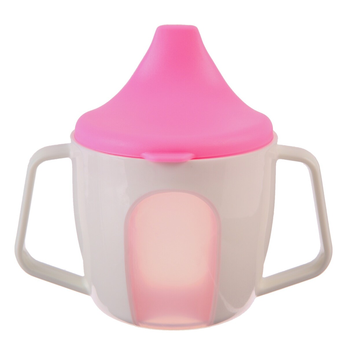 Тренировочный поильник - чашечка 2в1, 150 мл., твердый носик, цвет розовый фарфоровая чашечка