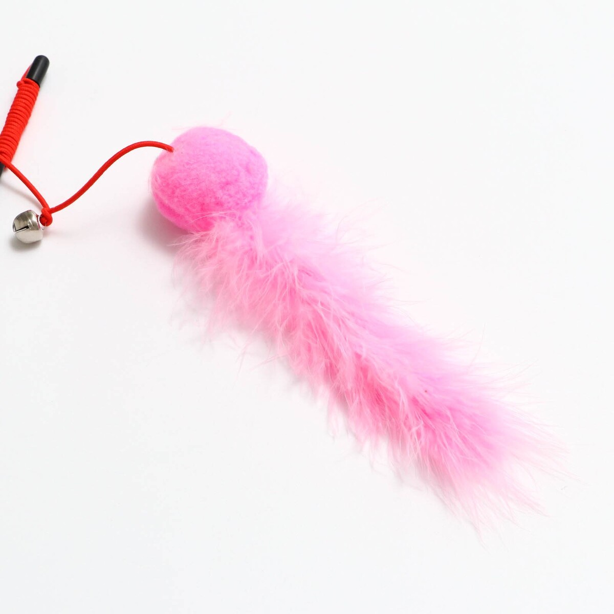 фото Дразнилка-удочка с мягким шариком и меховым хвостом, розовая пижон